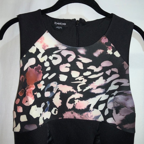 Bebe Sz S scuba dress watercolor print with waist detail - Picture 4 of 8